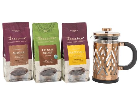 Teeccino Chicory Herbal Coffee Starter Kit w  French Press Online Sale