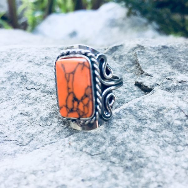 Orange Howlite Crystal Ring Sale