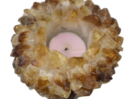 Citrine Lotus Crystal Candle Holder For Sale