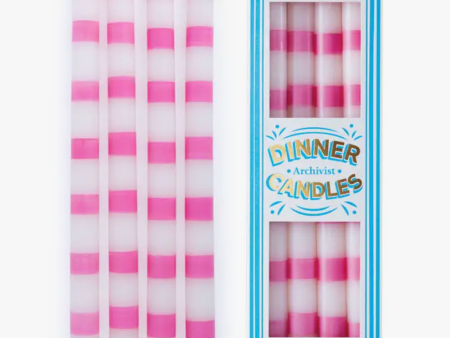 Pink Stripe Dinner Candle Online Sale