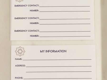 Emergency Contact Cards (Pack of 10) Sale