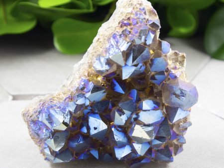 Cobalt Blue Aura Amethyst Crystal Cluster Cheap