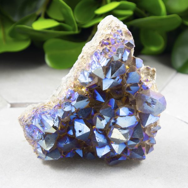 Cobalt Blue Aura Amethyst Crystal Cluster Cheap