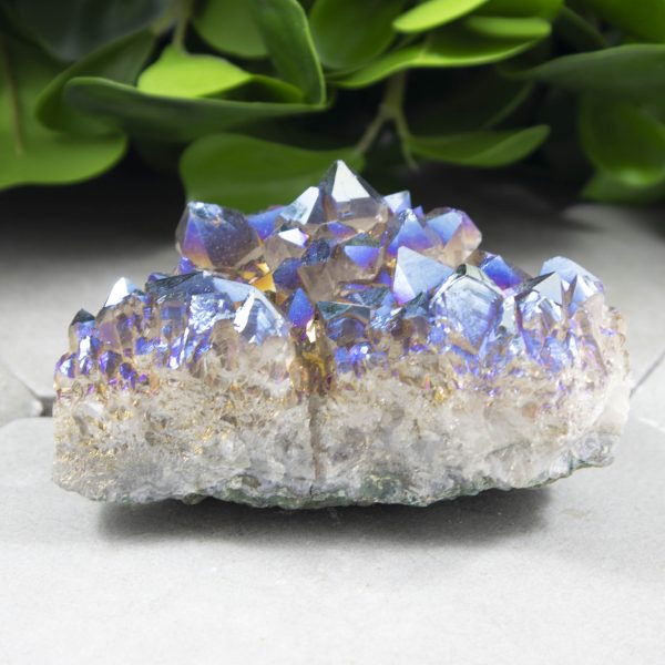 Cobalt Blue Aura Amethyst Crystal Cluster Cheap