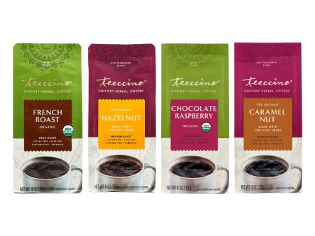 Teeccino French Roast, Hazelnut, Caramel Nut, Chocolate Raspberry Variety Pack Sale