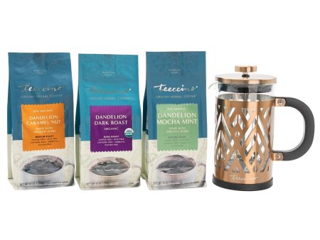 Teeccino Dandelion Herbal Coffee Starter Kit w French Press Online