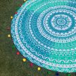 Ombre Mandala Tapestry with Rainbow Pom Poms on Sale