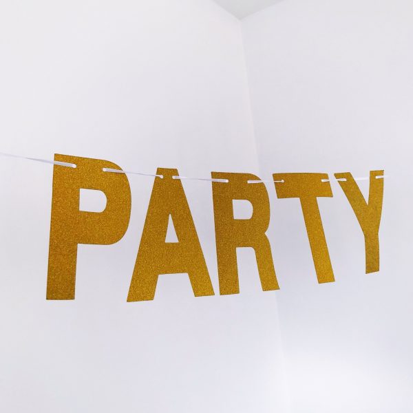 Let s Party Bitches - Gold Sparkly Glitter Banner For Sale