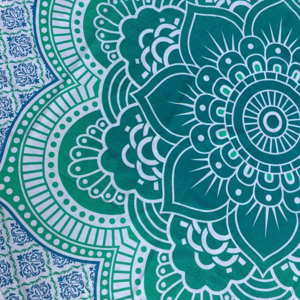 Mandala Tapestry - Teal Flower For Sale