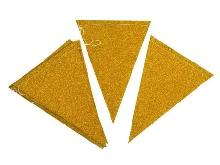 Gold Glitter Party Flag Banner Discount