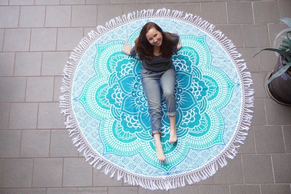 Mandala Tapestry - Teal Flower For Sale