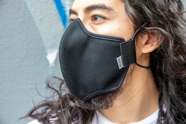 LONG 3 layer black wool crepe MASK Online now