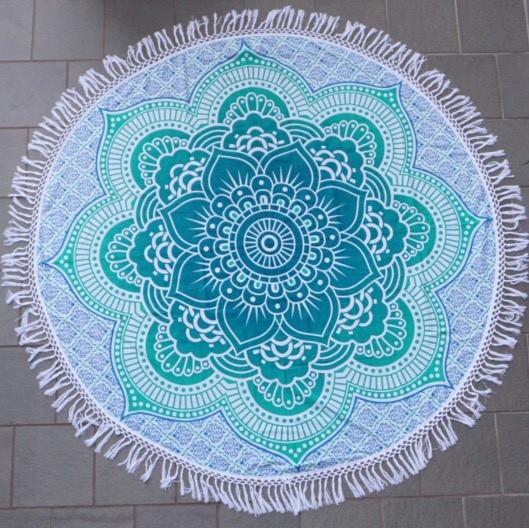 Mandala Tapestry - Teal Flower For Sale